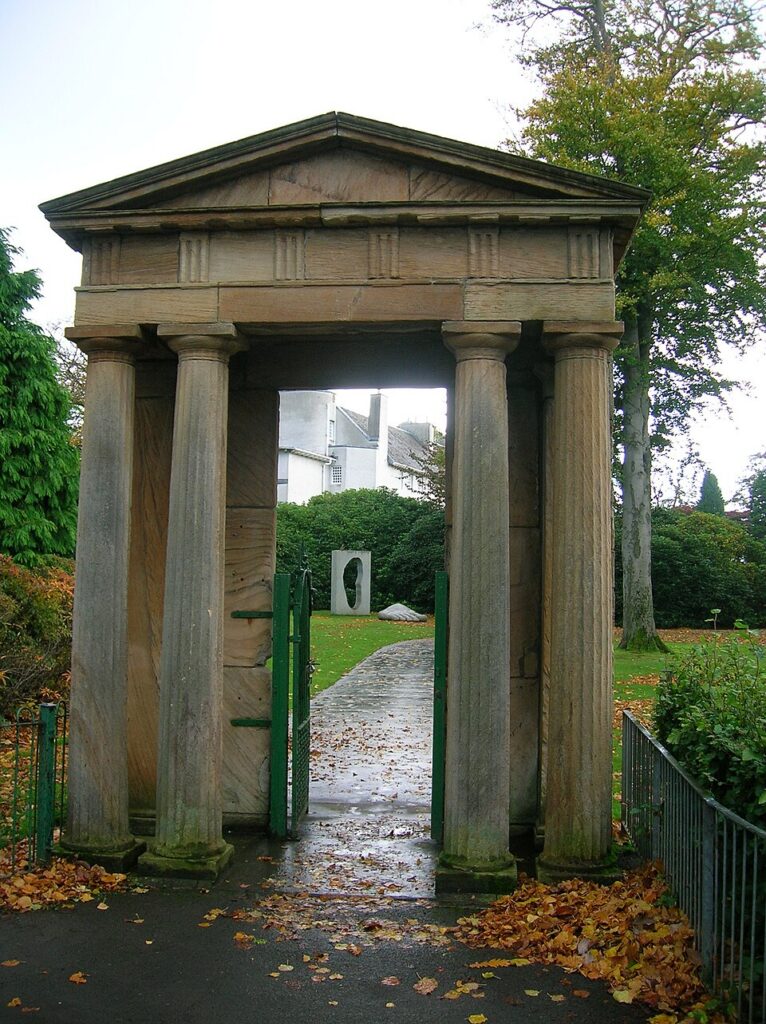 The Doric portico from the demolished Ibroxhill House, standing in Bellahouston Park, Glasgow.
